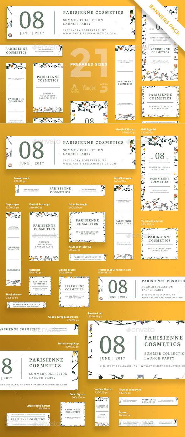 Pariseienne Cosmetics Banner Pack - Banners & Ads Web Elements