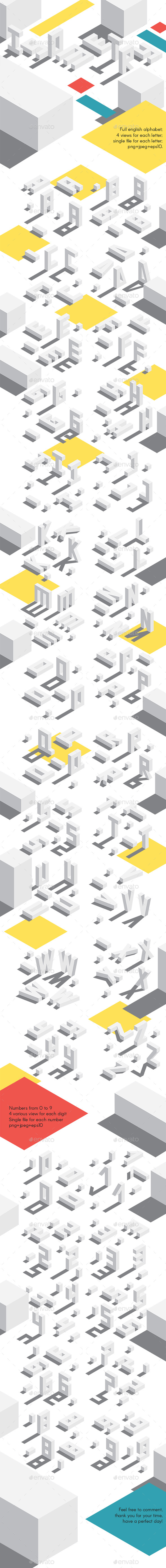 Isometric Alphabet - Decorative Symbols Decorative