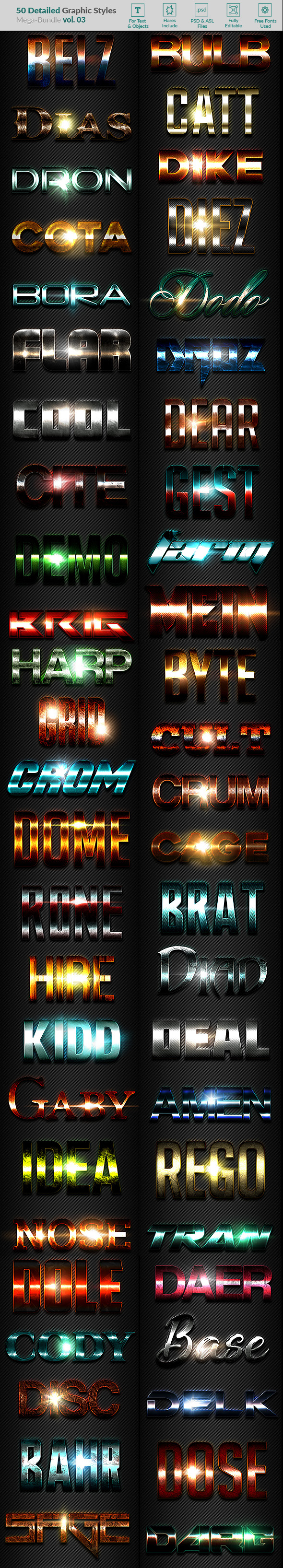 50 Text Effects - Bundle Vol. 04 - Styles Photoshop