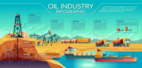 Vector Oil Industry Extraction Infographics - Backgrounds Decorative