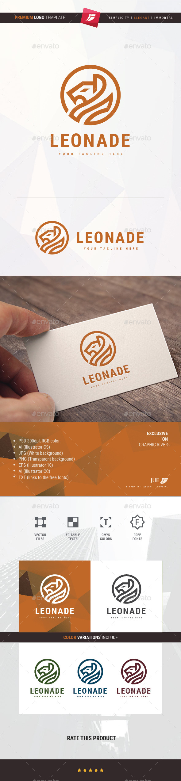 Lion Leonade Logo - Animals Logo Templates