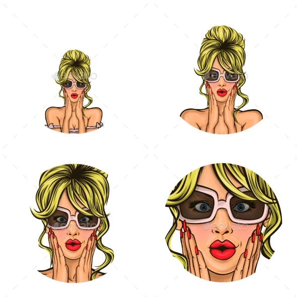 Vector Pop Art Avatar of Surprised Pin Up Girl - Miscellaneous Vectors