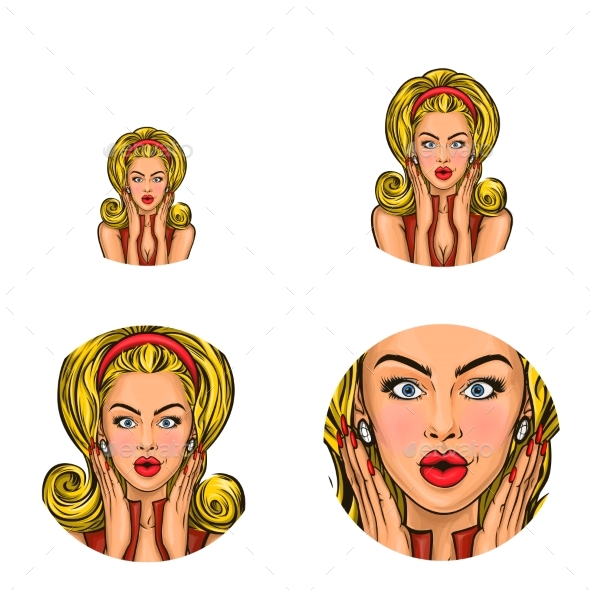 Vector Pop Art Avatar of Surprised Pin Up Girl - Miscellaneous Vectors