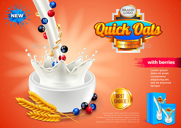 Oatmeal Ads 3D Illustration and Packaging - Food Objects