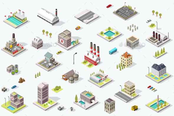 Isometric City Map Collection - Buildings Objects