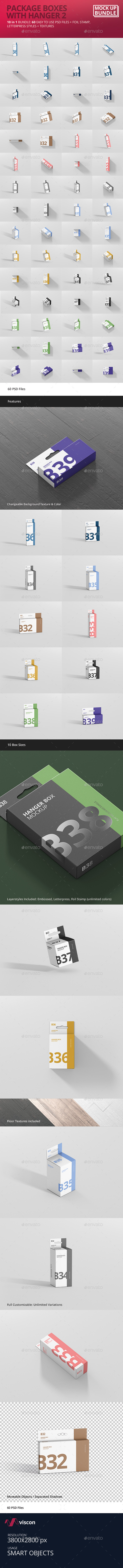 Box Mockup Bundle with Hanger 2 - Miscellaneous Packaging