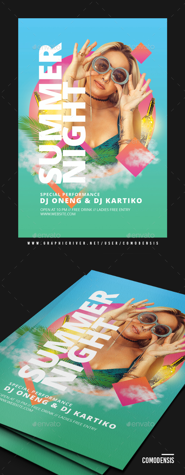 Neon Bright Guest DJ Club Flyer - Clubs & Parties Events