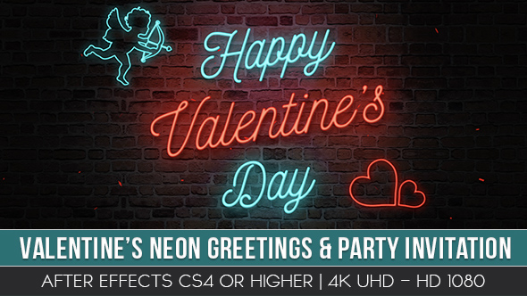 Valentine’s Neon Greeting & Party Invitation