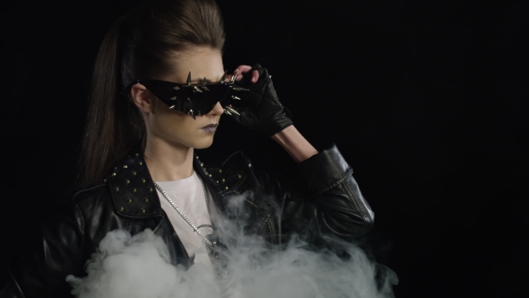 Rocker Girl Portrait With Smoke alt