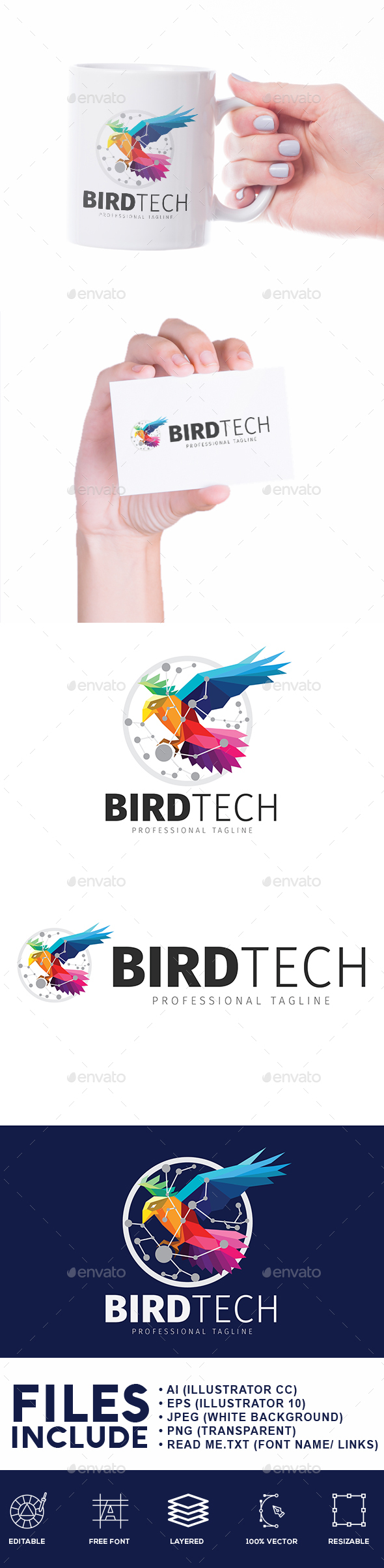 Bird Technology Logo - Animals Logo Templates