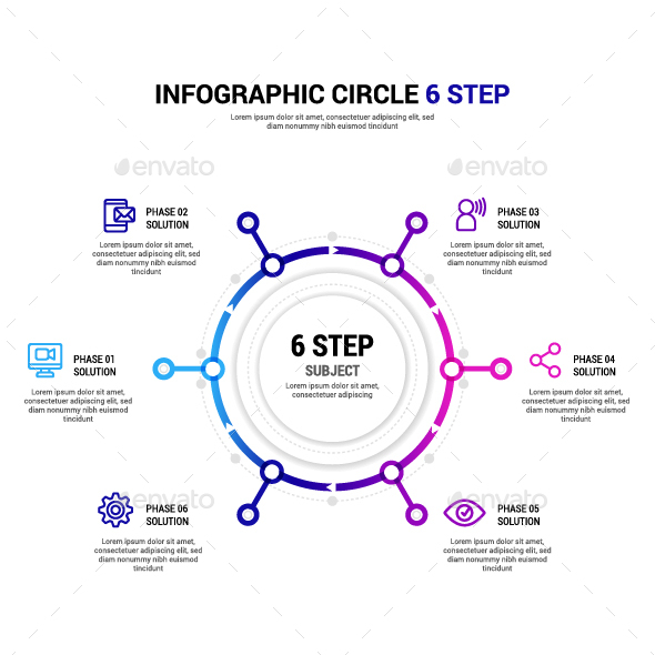Circle 6 step Infographic - Infographics