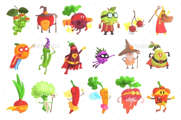 Silly Fruit and Vegetable Characters Set - Miscellaneous Characters