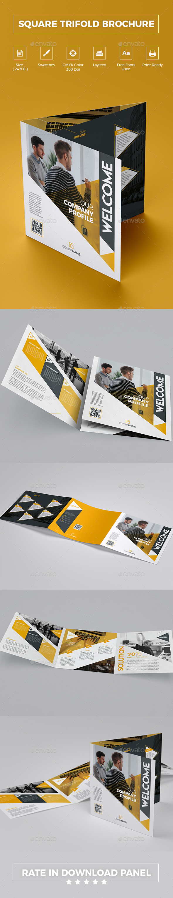 Square Trifold Brochure - Corporate Brochures
