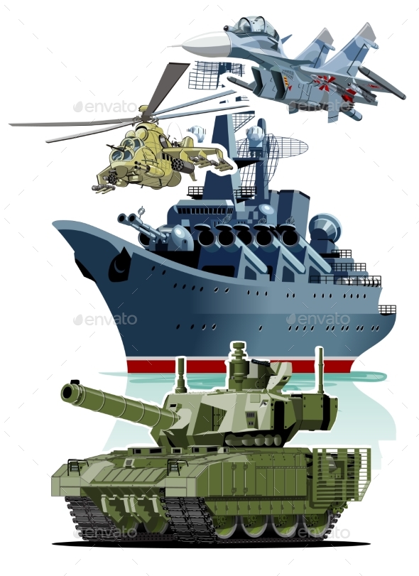Set of Cartoon Military Equipment