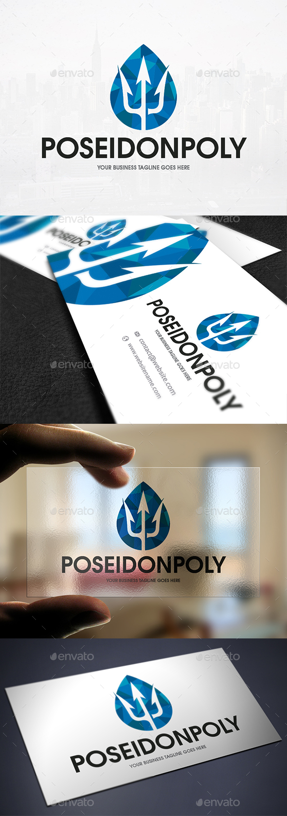 Poseidon Low Poly Logo - Objects Logo Templates