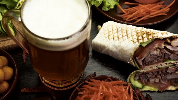 Mediterranean Food Shawarma and Beer