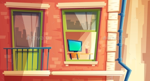 Vector Illustration of Multi-Story Apartment - Buildings Objects