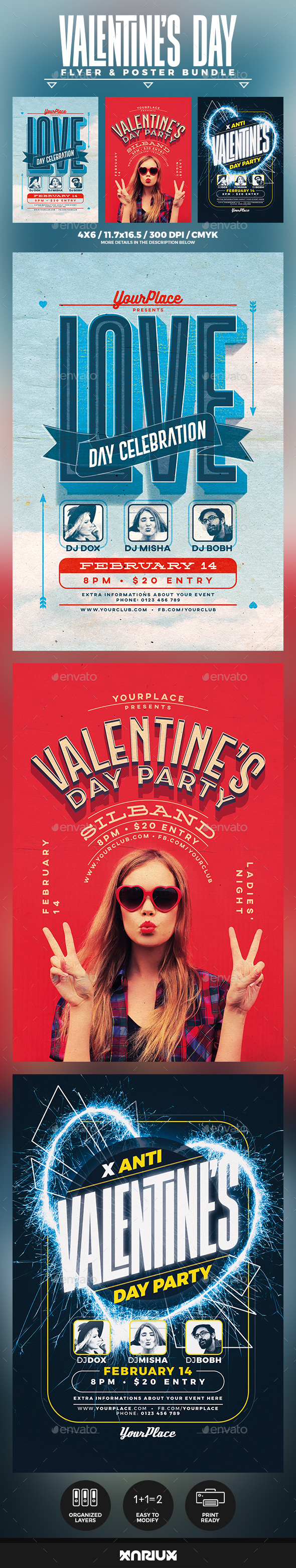 Valentine's Day Flyer and Poster Bundle - Events Flyers
