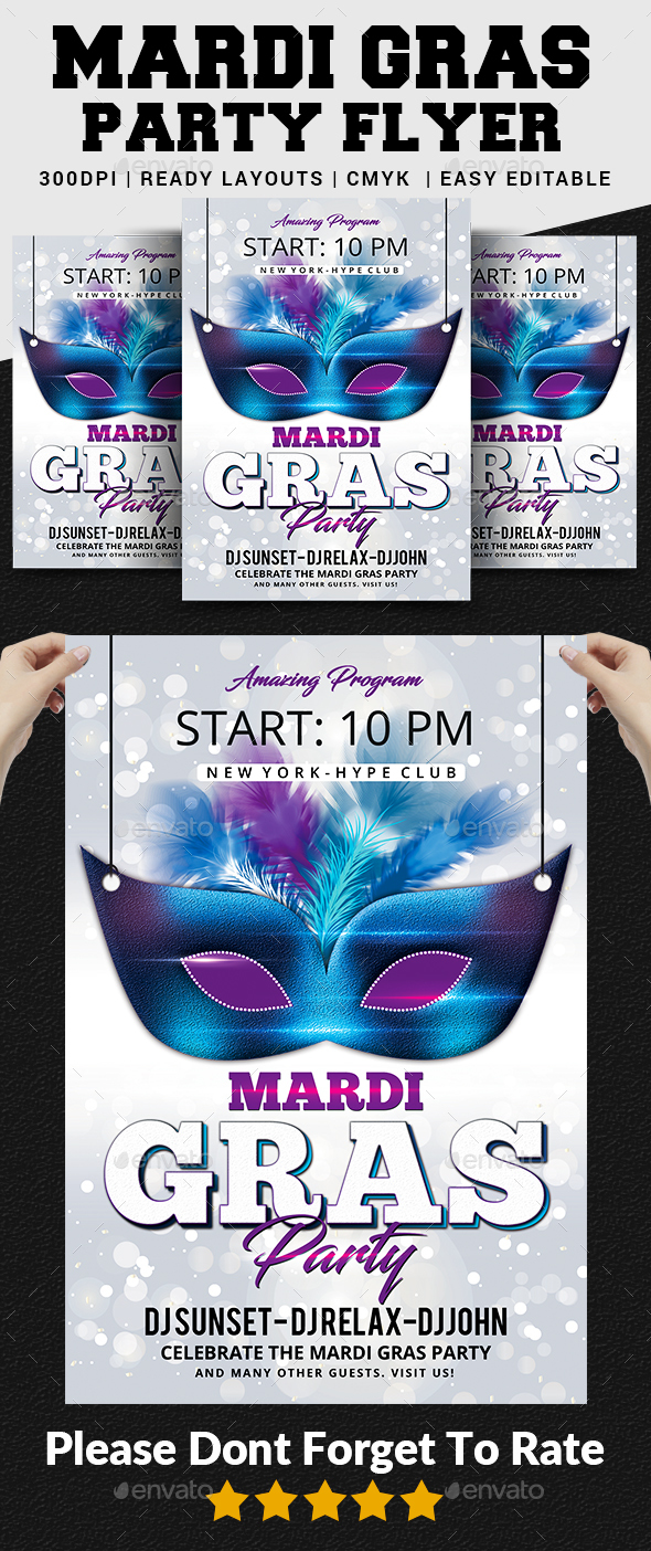 Mardi Gras Party Flyer - Events Flyers
