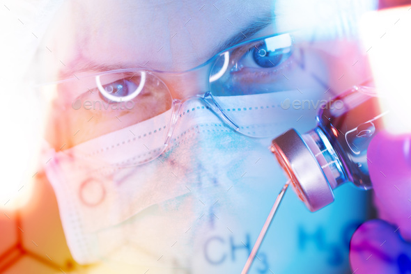 Pharmacology science researcher working in laboratory - Stock Photo - Images