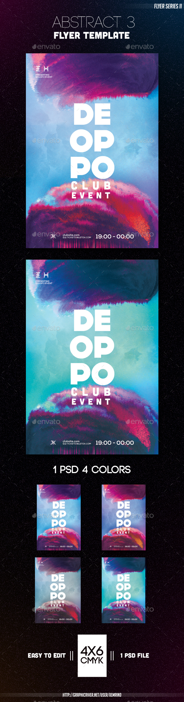 Abstract 3 Flyer Template - Clubs & Parties Events