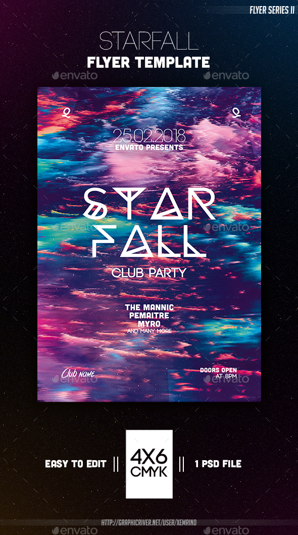 Starfall Flyer Template - Clubs & Parties Events