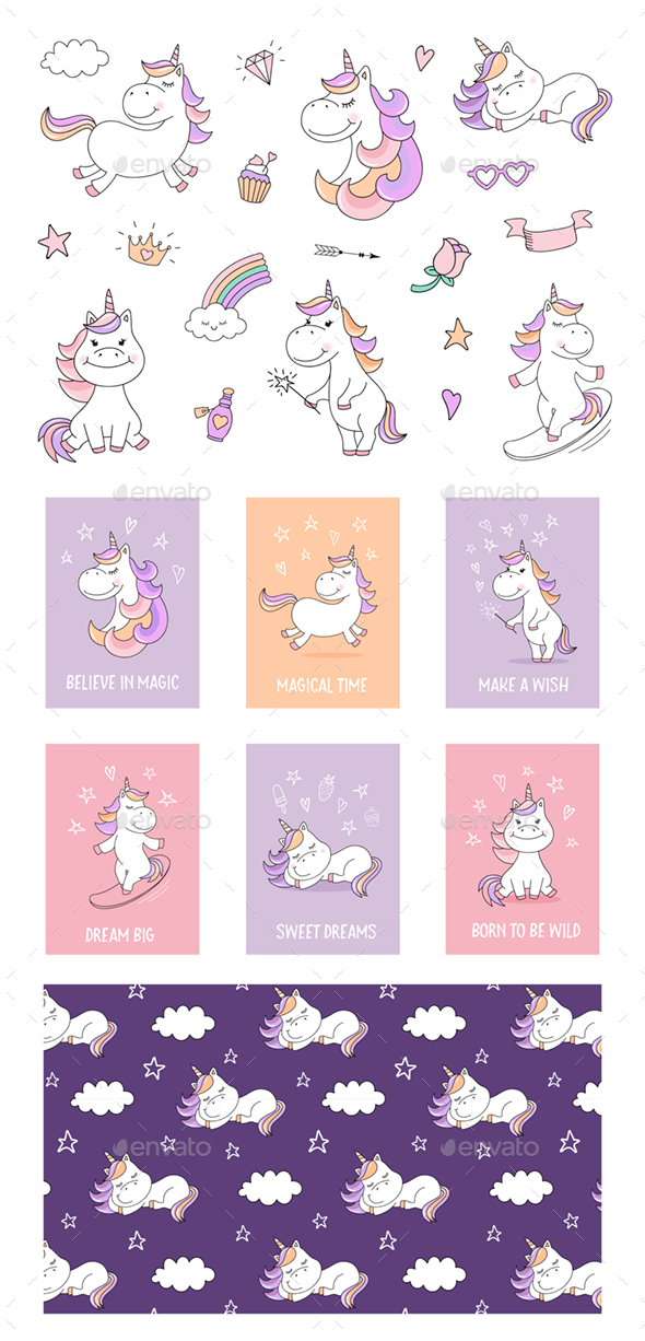 Unicorns Vector Set - Animals Characters