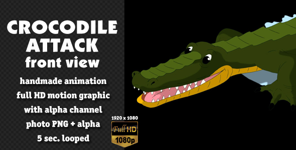 Crocodile Attacks Front View Alpha alt