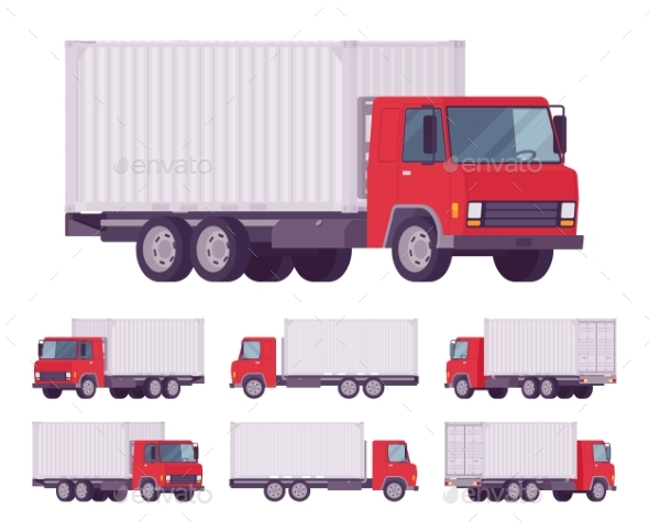 Euro Truck with Metal Container - Man-made Objects Objects