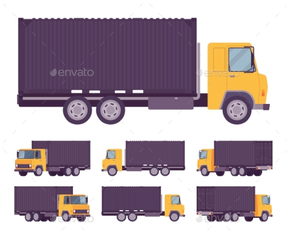 Euro Truck with Metal Container - Man-made Objects Objects