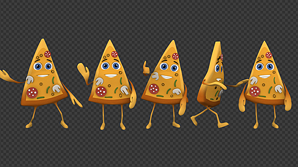 Pizza Mascot - Funny Cartoon Fast Food Character (5-Pack)