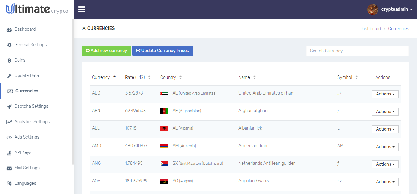 ultimate crypto script live prices charts trades calculator and cryptocurrency charts live