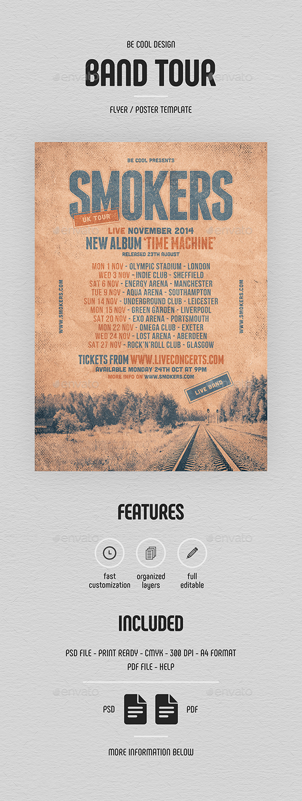 Grunge Band Tour Flyer/Poster - Concerts Events