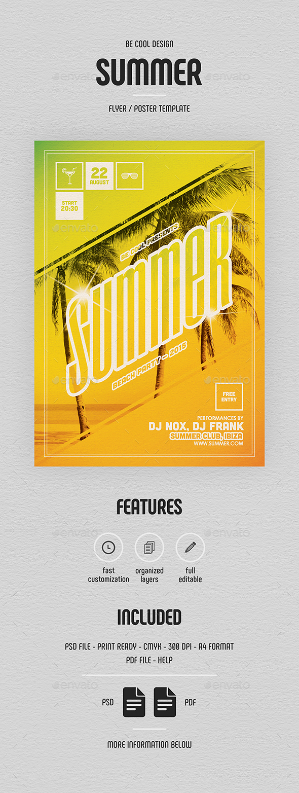 Summer Party Flyer/Poster - Clubs & Parties Events