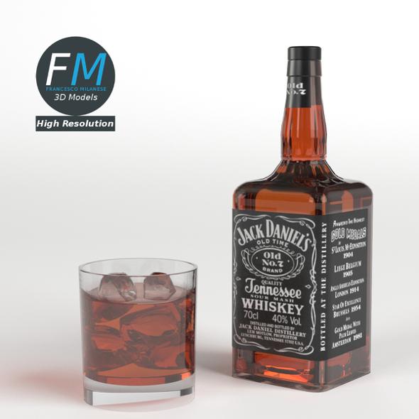 Jack Daniel's Bottle and Glass - 3DOcean Item for Sale