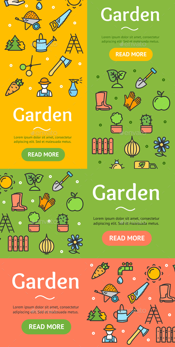 Gardening Banner Set - Flowers & Plants Nature