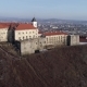 Beautiful Panoramic Aerial View To Palanok Castle at Sunset and the City of Mukachevo - VideoHive Item for Sale