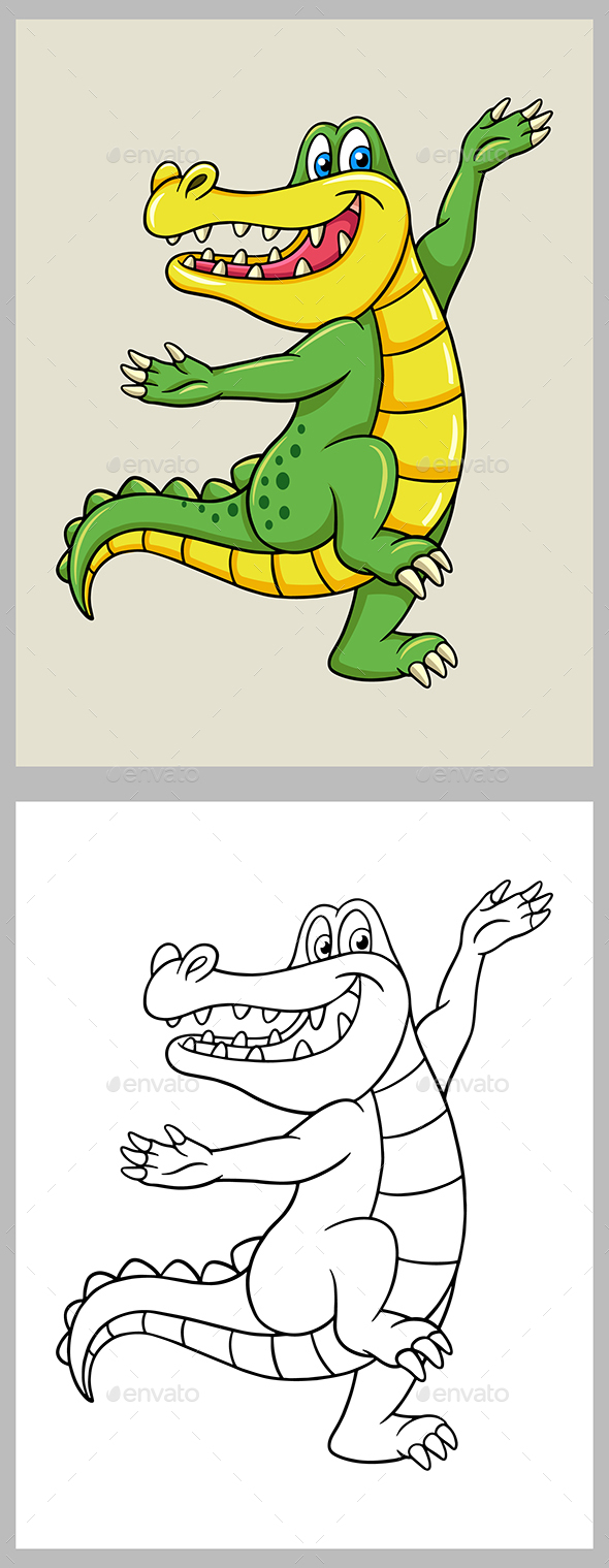 Crocodile Cartoon Coloring Page - Animals Characters