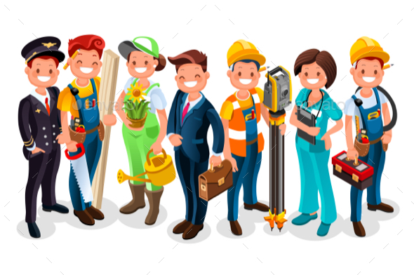 Labor Day Cartoon Characters - Vectors