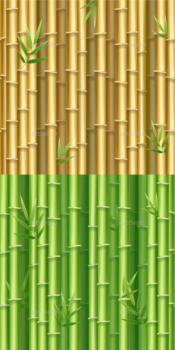 Realistic 3d Detailed Bamboo Shoots Background. Vector - Backgrounds Decorative