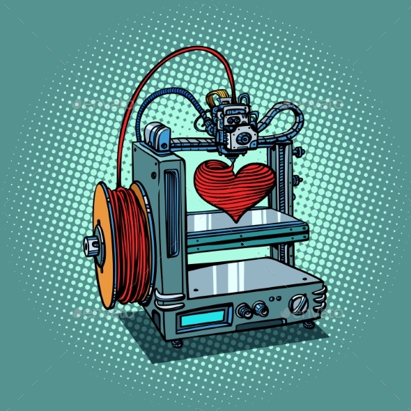 Bioprinter Prints Love Heart 3D Printer - Technology Conceptual