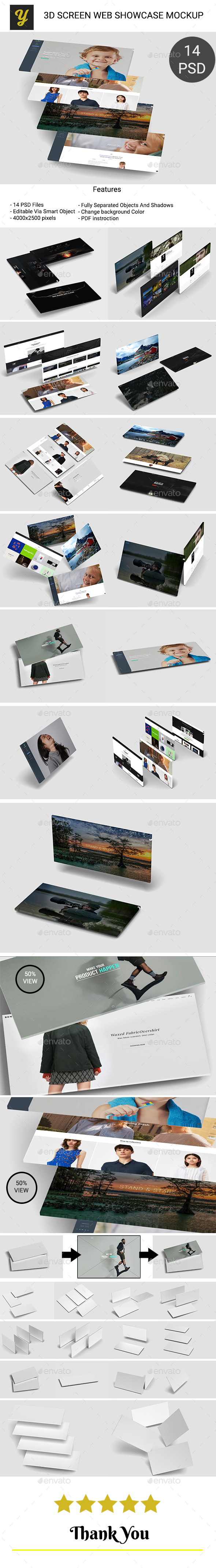 3D Screen Web Showcase Mockups - Miscellaneous Displays