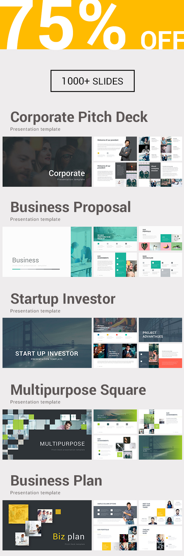 5 in 1 Bundle Powerpoint Template - Business PowerPoint Templates