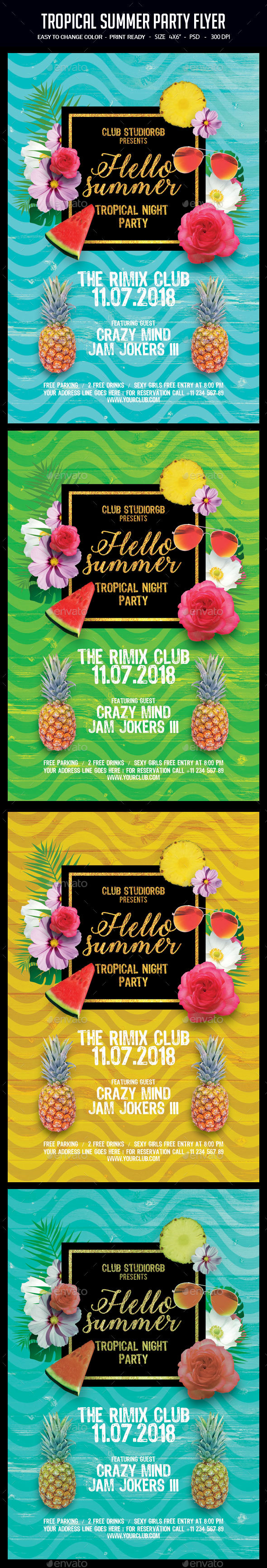 Tropical Summer Party Flyer - Clubs & Parties Events