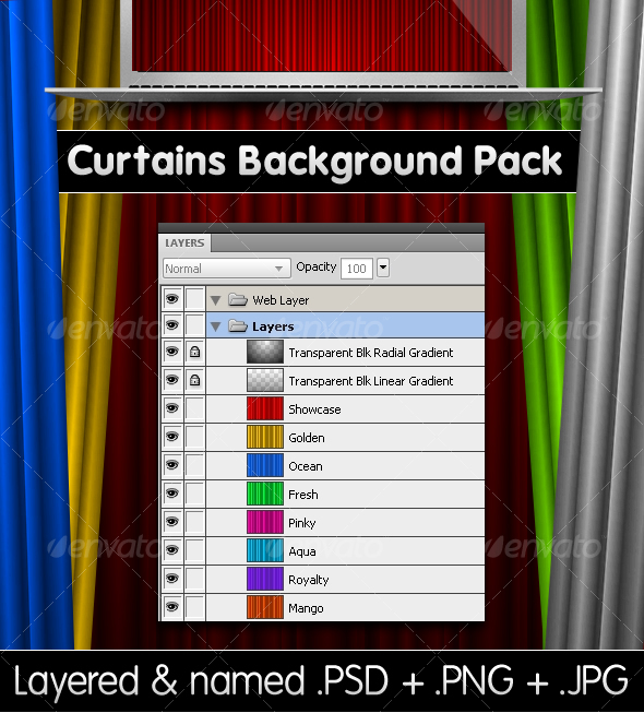 Curtains Backgrounds Pack - PSD & PNG - Backgrounds Graphics