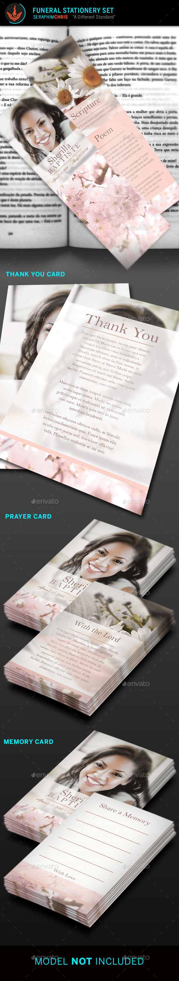 Cherry Funeral Program Stationery Template - Stationery Print Templates