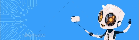 Robot Take Selfie Photo On Smart Phone - Computers Technology