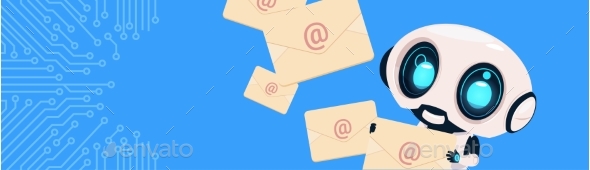 Robot Holding Envelopes Email Letters Chatter Bot - Computers Technology