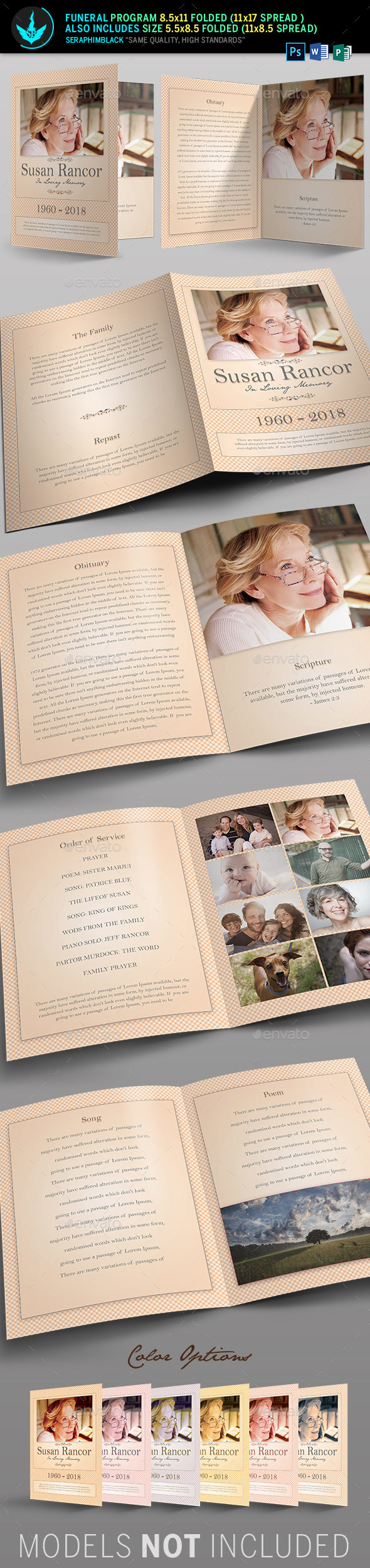 Classic Funeral Program Template - Informational Brochures