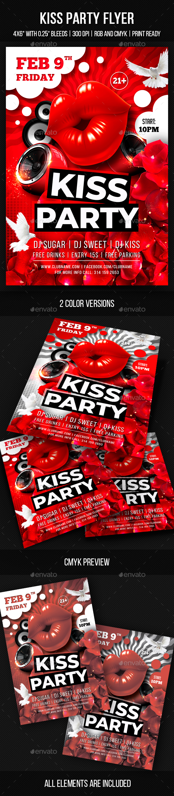 Kiss Party Flyer - Clubs & Parties Events